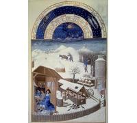 XcBAIHOUD Pinturas Famosas Lienzo Imagen Lienzo Murales il mese di febbraio Neve in primo piano Fattoria con ovile di Pol De Limbourg para Regalo 60x90cm