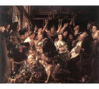 XcBAIHOUD Pinturas Famosas Lienzo Imagen Lienzo Murales il re dei fagioli di Jacob Jordaens para Regalo 60x90cm