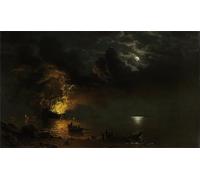 XcBAIHOUD Pinturas Famosas Mural Pintura Cuadros Popular la nave in fiamme di Albert Bierstadt para Regalo 60x90cm