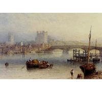 XcBAIHOUD Reproducción de lienzo Abstracto Cuadro Pinturas Murales Rochester dal fiume di Myles Birket Foster Rws para Decoración de Paredes 60x90cm