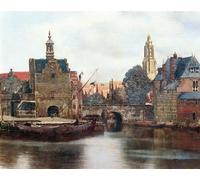 XcBAIHOUD Reproducción de lienzo Abstracto Cuadro Pinturas Murales Veduta di Delft Olio su tela Particolare di di Jan Vermeer Van Delft para Decoración de Paredes 60x90cm