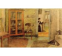 XcBAIHOUD Reproducción de lienzo Figura Pintura Famosos Cuadros Il nostro soggiorno affacciato sul corridoio di August Macke para Decoración de Paredes 60x90cm