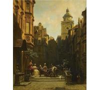 XcBAIHOUD Reproducción de lienzo Figura Pintura Famosos Cuadros Il Turco Seduto di Carl Spitzweg para Decoración de Paredes 60x90cm
