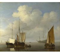 XcBAIHOUD Reproducción de lienzo Figura Pintura Famosos Cuadros olandesi in calma di Willem Van De Velde il Giovane para Decoración de Paredes 60x90cm