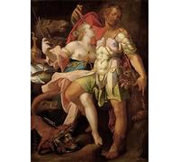 XcBAIHOUD Reproducción de lienzo Figura Pintura Famosos Cuadros Ulisse e Circe di Bartholomaeus Spranger para Decoración de Paredes 60x90cm
