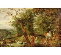 XcBAIHOUD Reproducción de lienzo Lienzo con Imagen Impresion Lienzo il Giardino Eden sullo sfondo la Tentazione di Jan il Vecchio Brueghel para Decoración de Paredes 60x90cm