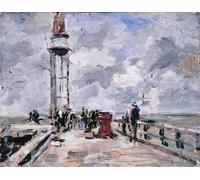 XcBAIHOUD Reproducción de lienzo Lienzo con Imagen Impresion Lienzo il molo e il faro di Honfleur di Eugene Louis Boudin para Decoración de Paredes 60x90cm