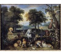 XcBAIHOUD Reproducción de lienzo Lienzo con Imagen Impresion Lienzo il paradiso terrestre Diversi animali convivono nel giardino dell'Eden di Jan the Elder Brueghel para Decoración de Paredes 60x90cm