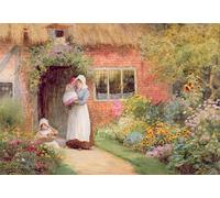 XcBAIHOUD Reproducción de lienzo Lienzo Imagen Lienzo Murales Madre e figli fuori da un cottage di Arthur Claude Strachan para Decoración de Paredes 60x90cm