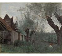 XcBAIHOUD Reproducción de lienzo Lienzo Imagen Lienzo Murales Salici e fattoria a Sainte-catherine-lès-arras Jean-baptiste-camille Corot para Decoración de Paredes 60x90cm