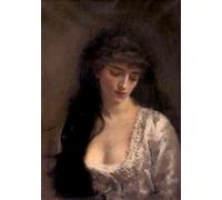 XcBAIHOUD Reproducción de lienzo Mural Pintura Cuadros Popular Ritratto di signora di Gustave Jean Jacquet para Decoración de Paredes 60x90cm