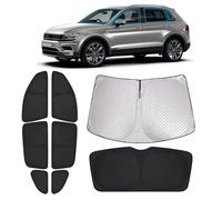 XCBYT Parasol Coche Compatible con VW Tiguan II 2016-2024, Parasol Coche Delantero Parabrisas, Lateral, Ventanas Traseras, Protector Solar Protección de La Privacidad Camping