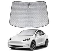 XCBYT Parasol Coche Delantero para Tesla Model Y 2019-2024, Engrosada Parasol Parabrisas, Plegable Protector Solar Coche, Mantén tu Coche Fresco, Anti UV Rayos y el Calor