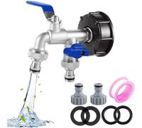 XCDMJ Grifo IBC Para Tanque De Agua De 1000 L, Válvula De Bola De Aleación Con Doble Salida De 1/2 Pulgadas, Adaptador IBC Para Tanque De Agua Y Depósito De Lluvia, Color Azul