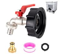 XCDMJ Grifo IBC para tanque de agua de lluvia, tanque de agua de 1000 l, válvula de bola de aleación con conector de 1/2 pulgadas, adaptador IBC para tanque de agua S60 x 6, tanque de agua de lluvia