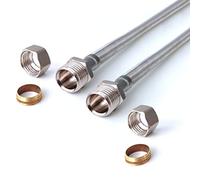 Xcel Home 2 conectores flexibles de compresión de 15 mm x 15 mm de compresión (par) | Repuesto de cocina y baño | Conecta tubos de cobre | Acero inoxidable de calidad duradera | Sin corrosión ni óxido