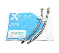 Xcel Home Conector Latiguillo Griferia Flexible | Cola De Grifo De Manguera Monobloque | Manguera Trenzada De Acero Inoxidable | 10 Mm (M10) X 1/2" Bsp 300 Mm De Longitud, 9 Mm De Diámetro - 1 Par