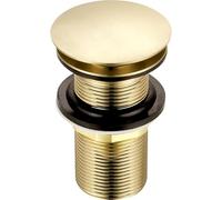 Xcel Home Desagüe de lavabo Click Clack de oro cepillado sin ranuras, repuesto de latón redondo en forma de cúpula para lavabos y lavabos de baño, fácil de instalar, conexión BSP estándar G de 1 1/4