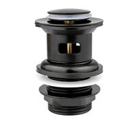 Xcel Home Desagüe de lavabo ranurado negro Click Clack - Tapón desplegable de latón duradero para lavabo de baño con tuerca de ajuste de latón - Conexión estándar G 1¼ BSP