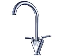 Xcel Home Grifo de cocina cromado con doble palanca y caño giratorio de 360°, 1 grifo, incluye mangueras y accesorios para fregadero.