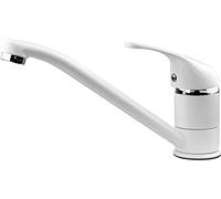 Xcel Home Grifo mezclador de cocina blanco, grifos redondos de latón para fregadero de cocina con mangueras y accesorios estándar del Reino Unido