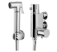 Xcel Home™ Juego de ducha termostático de latón cromado todo en uno, cabezal de ducha de bidé musulmán Shattaf, limpiador de spray higiénico | 1 juego