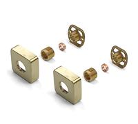 Xcel Home Kit de fijación de ducha cuadrado dorado cepillado (par) con conexiones 3/4, latón, montaje en pared para válvulas de ducha expuestas