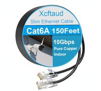 Xcftaud Cable de conexión Cat 6 de 150 pies, cable Ethernet Cat6a delgado de 10 Gbps 550 MHz, cable Ethernet de cobre puro UTP Cat6, cable de conexión Cat6a delgado flexible para configuración de