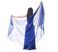 XChangeFun Bufanda semicírculo de gasa para mano, traje de danza del vientre, bufanda de cadera, ribete de lentejuelas, chales dorados, velos, Azul oscuro, 98.43 x 47.24 inch (250cm*120cm)