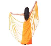 XChangeFun Bufanda semicírculo de gasa para mano, traje de danza del vientre, bufanda de cadera, ribete de lentejuelas, chales dorados, velos, Anaranjado Neón, 98.43 x 47.24 inch (250cm*120cm)