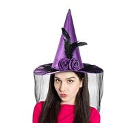 xChapeau de sorcière pour femmes - Chapeau de sorcière gothique en dentelle en tissu | Halloween Cosplay Brim for Haunted Houses Performances Performances SCHOOLS Plays | Festival des mariages sur le