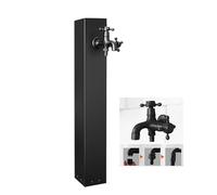 XCHSXYL 304 Stainless Steel Vertical Garden Water Column with Copper Faucet, Hose Stand & Hooks - Landscape Decor Tap - Square Design for Outdoor Use (Black 7)