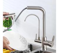 XCHSXYL Brushed Brass 3 Way Kitchen Faucet Pull Down Design for Hot & Cold Water Swivel Spout Ideal for Home & Hotel Use Purified Water Sink Tap.