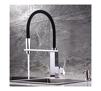 XCHSXYL Flexible Kitchen Faucet with Chrome Brass 360° Swivel Pull Down Sprayer Fixed Support for Hot & Cold Water Mixers Fits 3 8 Inch Hose Connections