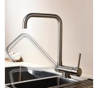 XCHSXYL Foldable Kitchen & Bathroom Faucet Brass Swivel Sink Mixer Hot & Cold Water Single Handle Space Saving Design for Under Window Installation