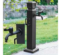 XCHSXYL Freestanding Outdoor Garden Water Column with Double Faucet Hose - 60CM Vertical Watering Post for Patio Irrigation and Garden Use (Black)