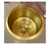 XCHSXYL Fregadero Redondo de Acero Inoxidable Dorado, pequeño, de un Seno, de 32/36/40 cm, bajo encimera, para Cocina y balcón, con desagüe y Grifo (Dorado, 32 x 32 x 19 cm)