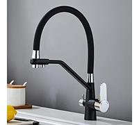 XCHSXYL in 1 High ARC Kitchen Faucet Pull Down Sprayer & Water Purifier Elegant Black & White Design Drinkable Water Filter Versatile 3 Way Mixer for Modern Kitchens