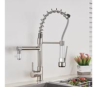 XCHSXYL Matte Black Kitchen Faucet Dual Sprayer Pull Down Spout Sink Mixer Tap Hot & Cold Water Spring Design Deck Mounted Stylish Kitchen Upgrade