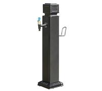 XCHSXYL Stainless Steel Freestanding Garden Water Column Fountain, Outdoor Water Column Faucet with Hose Rack Retro Style Freestanding Garden Fountain Tap Post For Cour,Black B-