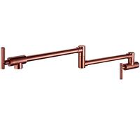 XCHSXYL Wall Mounted Commercial Kitchen Faucet Brass Hot & Cold Water Tap Foldable & Extendable with Double Joint Swing Arms Single Hole Design for Versatile Use