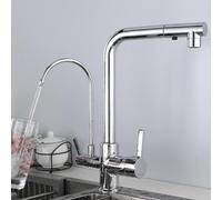 XCHSXYL Way Pull Down Kitchen Faucet: Brass Swivel Tap for Hot & Cold Water Chrome Finish Perfect for Home & Hotel Kitchens Purified Water Solution.