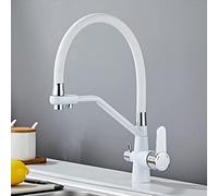 XCHSXYL Way Pull Down Kitchen Faucet High ARC Flexible Tap with Spray & Water Purifier 3 in 1 Filtered Water Faucet Elegant White Finish Modern Design for Home