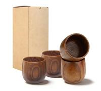Xcineykjca Juego de 4 vasos de whisky de madera, vaso de whisky original hecho a mano, taza de grano de madera, regalos antiguos para hombres, papá, marido, hermano, aniversario, cumpleaños