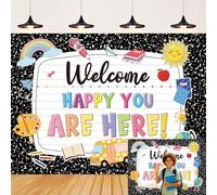XCKALI Cuaderno de composición, telón de fondo para el primer día de escuela, bienvenida, estás aquí, regreso a clases, estudiantes, fotografía, fondo para niños, hogar, oficina, lectura, fiesta