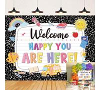 XCKALI Cuaderno de composición, telón de fondo para el primer día de escuela, bienvenida, estás aquí, regreso a clases, estudiantes, fotografía, fondo para niños, hogar, oficina, lectura, fiesta