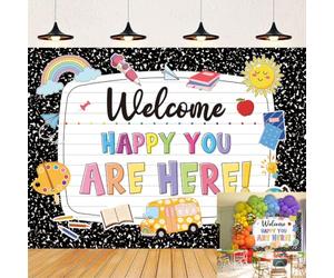 XCKALI Cuaderno de composición, telón de fondo para el primer día de escuela, bienvenida, estás aquí, regreso a clases, estudiantes, fotografía, fondo para niños, hogar, oficina, lectura, fiesta