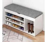 XCLOOZGL Banco para Zapatos con Un CojíN De 5 Cm De Grosor Zapatero con Estantes Ajustables Sgabello Imbottito con Schiuma Ad Alta Elasticità para La Entrada El SalóN Dormitorio,Blanca,80 * 30 * 51cm