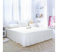 XCLOOZGL Faldón De Cama Color Sólido con La Superficie Reina Rey Fácil En/Fácil Fuera De La Cama De La Cama Cena 45 Cm Altura for Gemelo/Lleno/Reina/Rey Decoración del Hogar,Blanco,135×200×45cm
