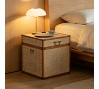 XCLOOZGL Mesita De Noche De Mimbre De Estilo Retro Mesitas para El Sofá Cajas De Almacenamiento para El Dormitorio Mesitas De Noche Decorativas No Requiere Montaje